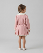 Vestido niña elegante de invierno con cinturón y cuello decorado ropa niña invierno,Ideal para clima otoñal en España