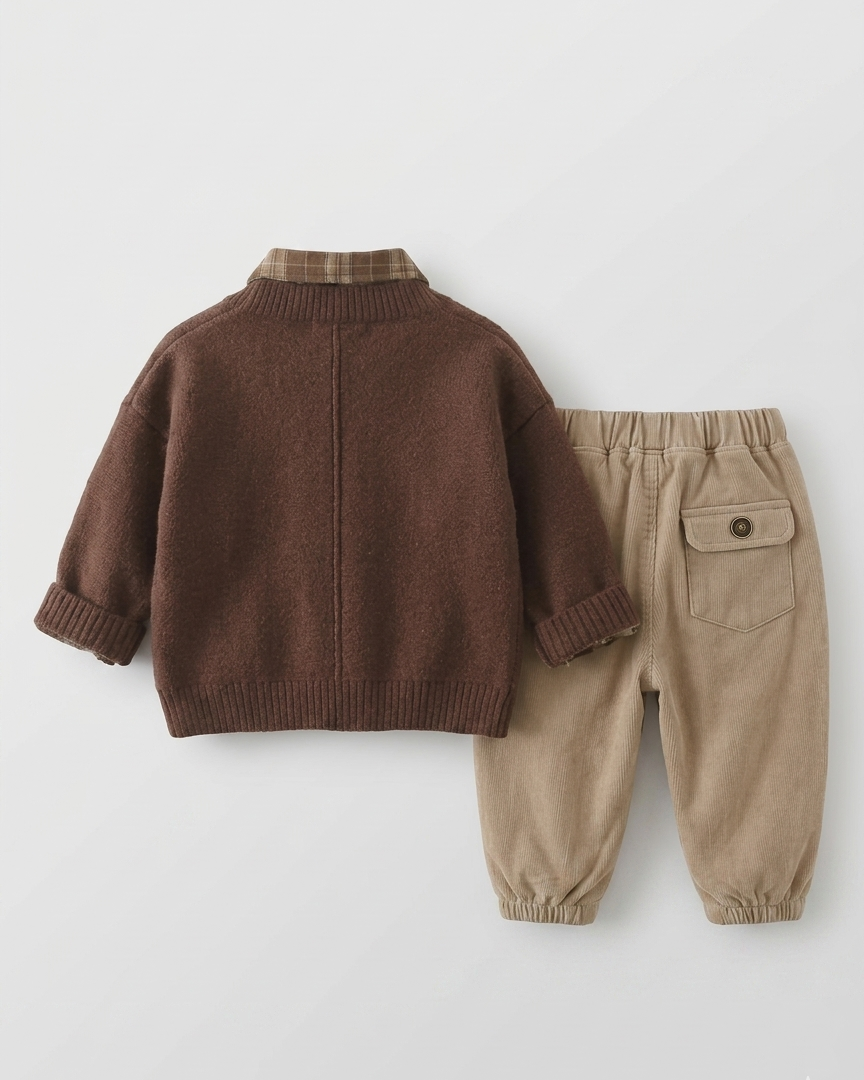 Conjunto niño invierno 3 piezas cálido (camisa, suéter de punto y pantalón) ropa infantil otoño invierno en España