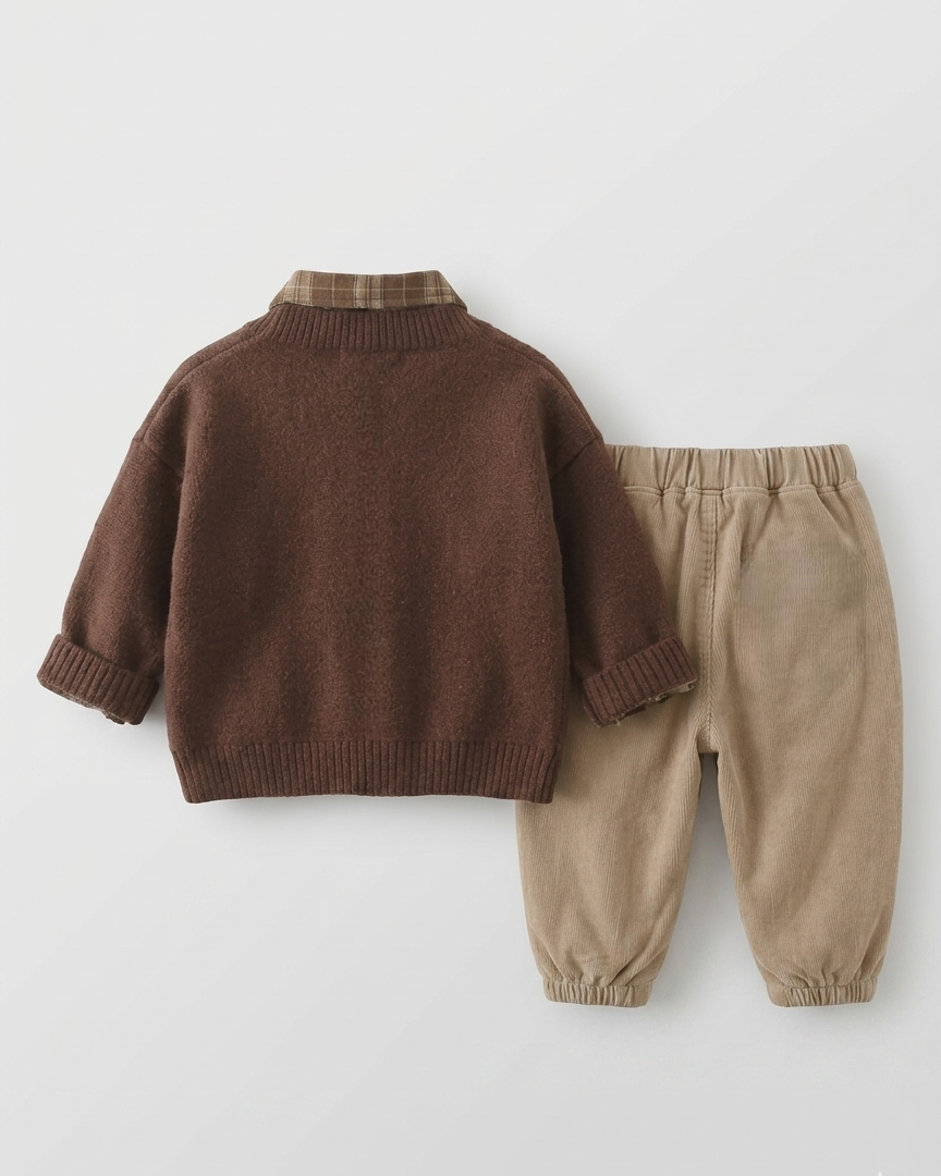 Conjunto niño invierno 3 piezas cálido (camisa, suéter de punto y pantalón) ropa infantil otoño invierno en España