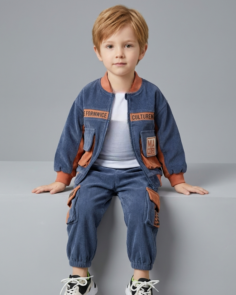Conjunto Niño Terciopelo 2 Piezas  Chaqueta y Pantalón