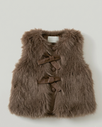 Conjunto niña invierno 3 piezas elegante con chaqueta y chaleco de piel sintética Ideal para clima otoñal en España