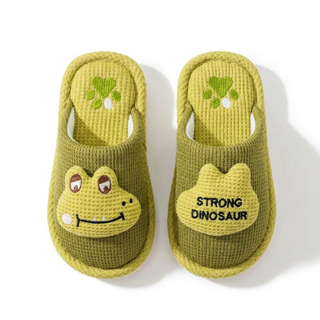 Pantuflas de algodón suave con forro cálido y diseño de dibujos animados 