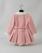 Vestido niña elegante de invierno con cinturón y cuello decorado ropa niña invierno,Ideal para clima otoñal en España