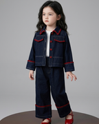 Conjunto Niña Denim Lazo 2 Piezas Moda Infantil