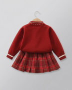 Vestido niña invierno de punto con lazo en el cuello y mangas largas estilo clásico,Ideal para primavera en España