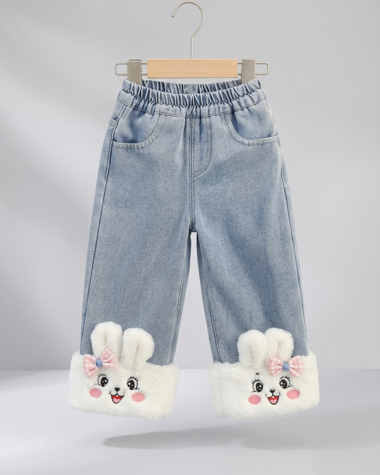 Conjunto niña invierno 2 piezas ropa bebé niña suéter con forro de peluche y pantalón vaquero forrado en España