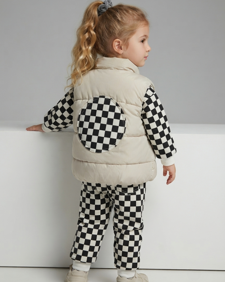 Conjunto Bebé Niño Invierno 3 Piezas  Chaqueta Acolchada, Suéter y Pantalón