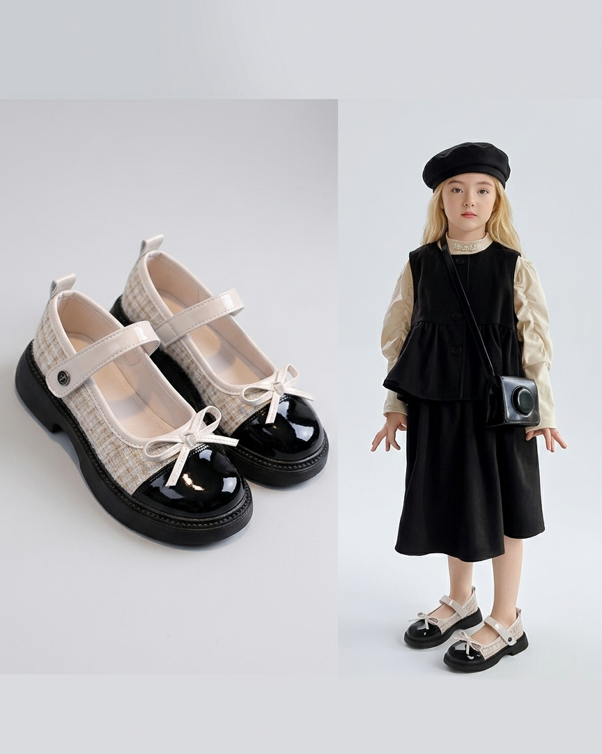Zapato para niña con diseño brillante y lazada elegante en España