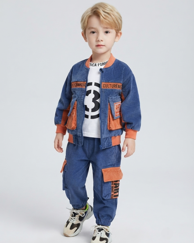 Conjunto Niño Terciopelo 2 Piezas  Chaqueta y Pantalón