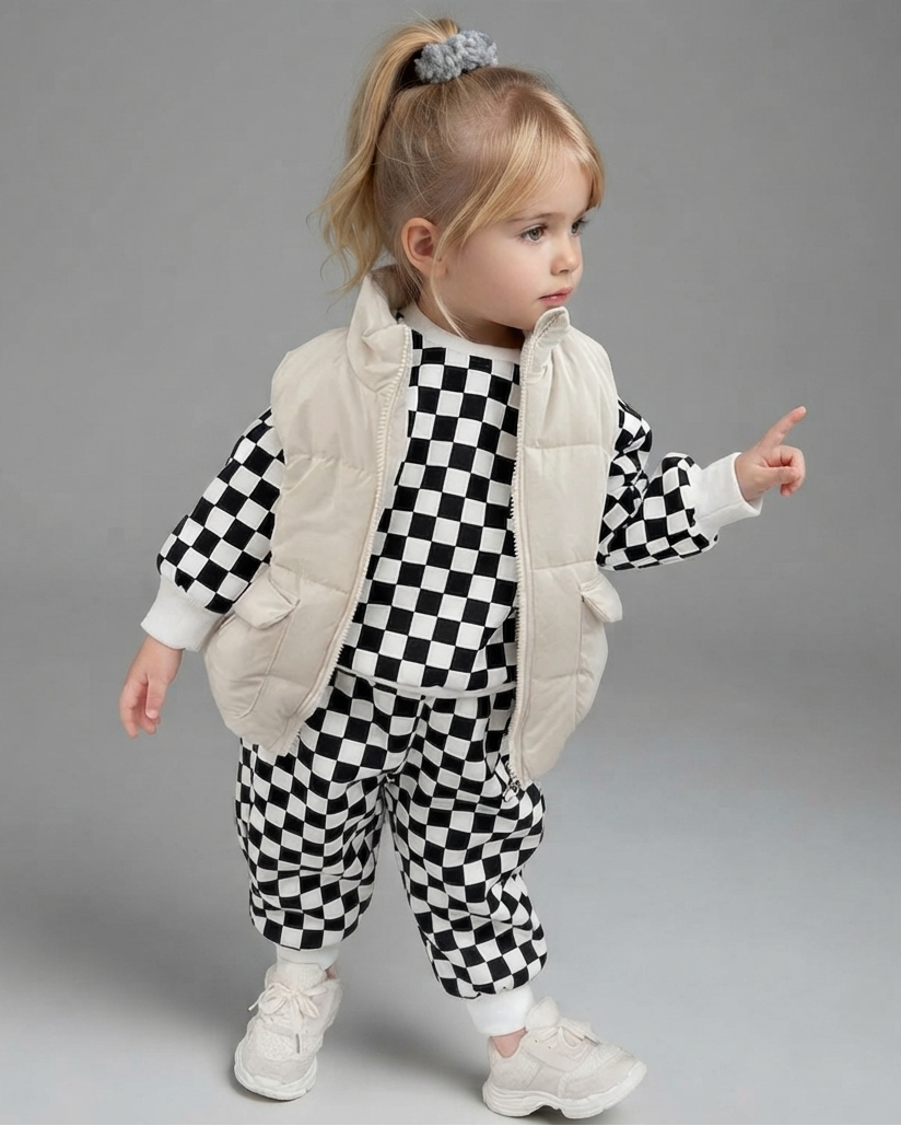 Conjunto Bebé Niño Invierno 3 Piezas  Chaqueta Acolchada, Suéter y Pantalón