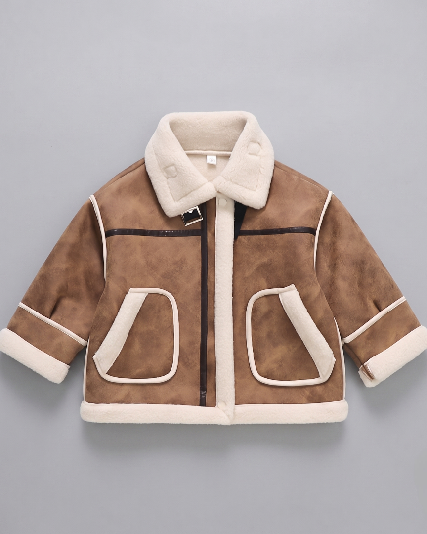 Chaqueta Niño Invierno Sherpa Piel Sintética Cuello Alto