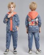 Conjunto Vaquero Niño 3 Piezas ,Chaqueta, Camiseta y Pantalón Cargo