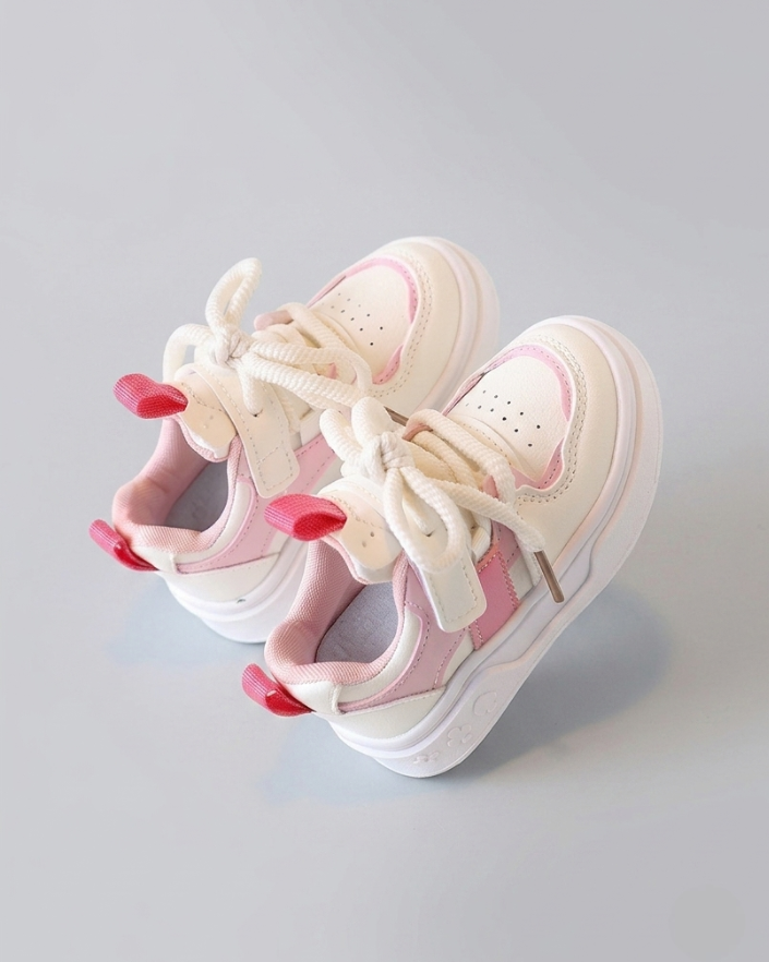 Zapato deportivo con combinación de colores rosa y blanco, de diseño moderno para niñas en España