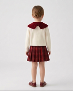 Conjunto niña invierno elegante 2 piezas ropa niña suéter tejido y falda de cuadros,Ideal para clima otoñal  en España