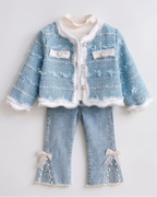 Conjunto niña 2 piezas chaqueta tweed y pantalón vaquero con perlas  en España