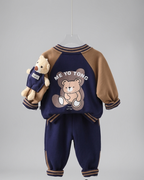 Conjunto deportivo bebé 3 piezas (chaqueta, camiseta interior de algodón y pantalón) con osito | chándal bebé, ropa bebé niño en España