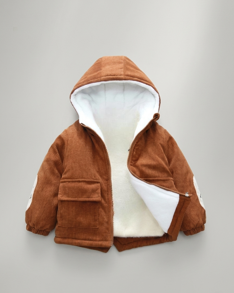 Chaqueta de invierno acolchada de pana para niño y con capucha cálida  ropa infantil invierno , Ideal para clima otoñal en España