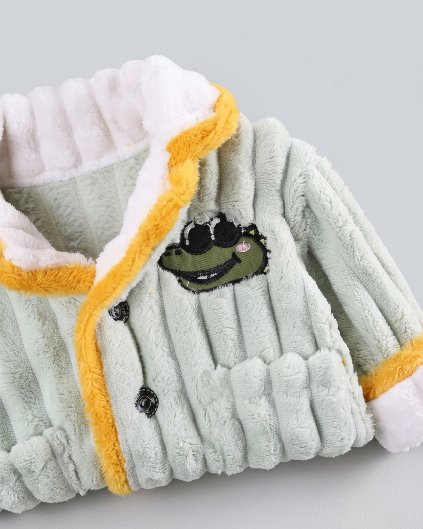 Pijama bebé invierno dinosaurio con cuello doblable y cierre de botones completo – pijama infantil cálido en España
