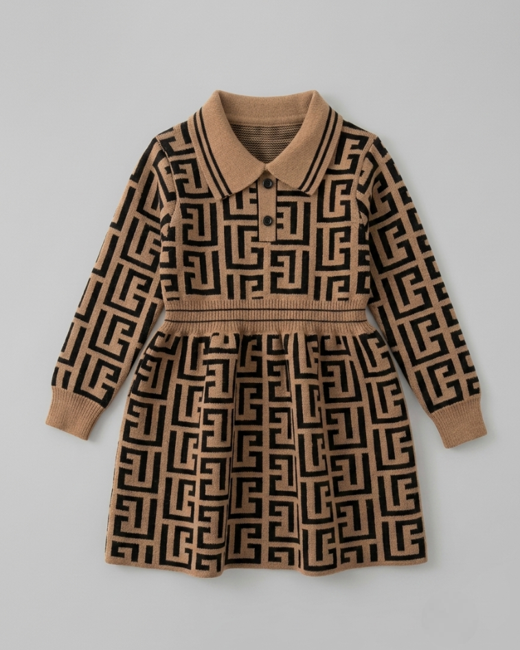 Conjunto niña 2 piezas elegante con vestido y chaleco de cuello clásico ,destacada para looks elegantes y sencillos en España