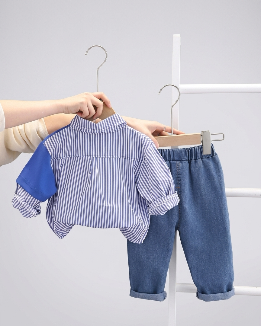 Conjunto niño verano camisa manga corta y pantalón vaquero infantil en España