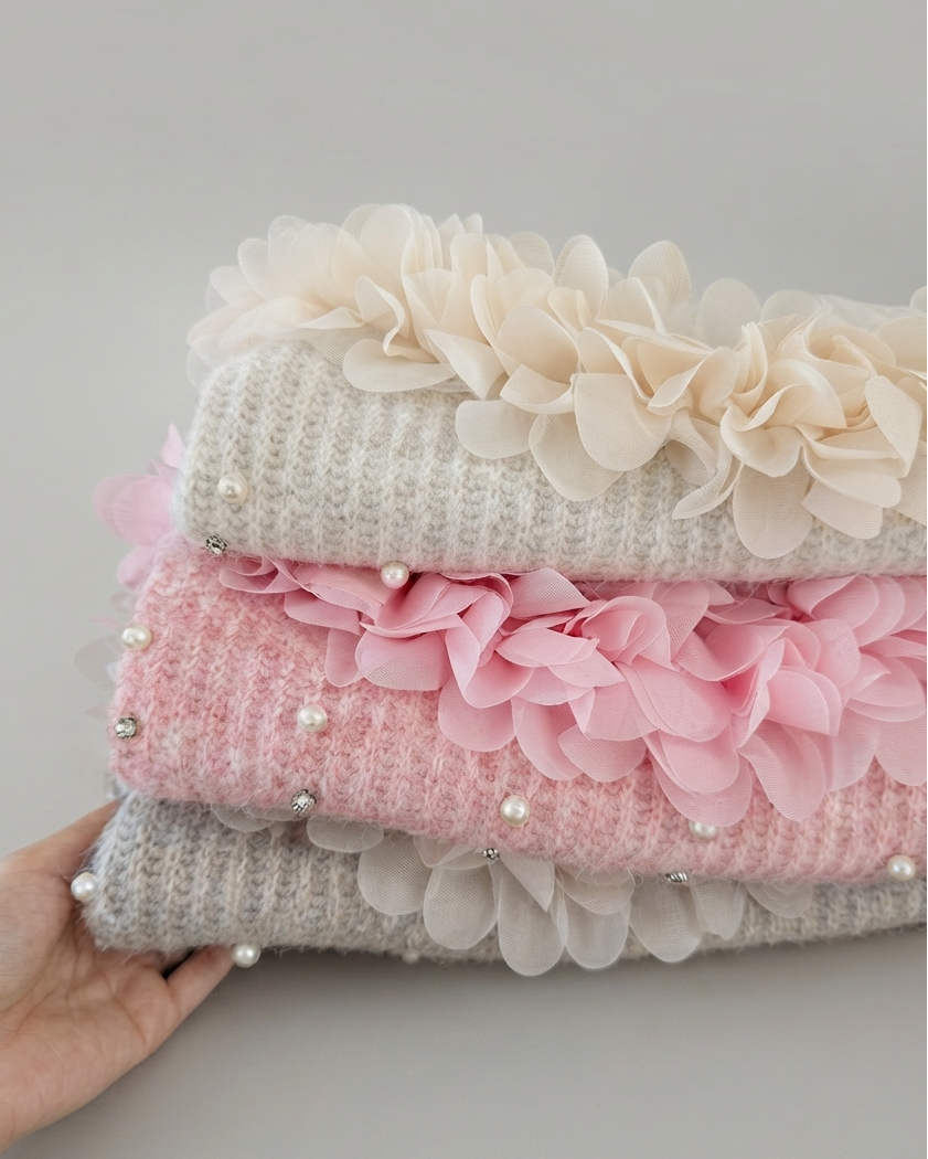 Suéter de Punto para Niña con Flores 3D de tul