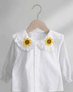 Conjunto niña 2 piezas: blusa tejida con cuello decorado y pantalón vaquero elegante en España