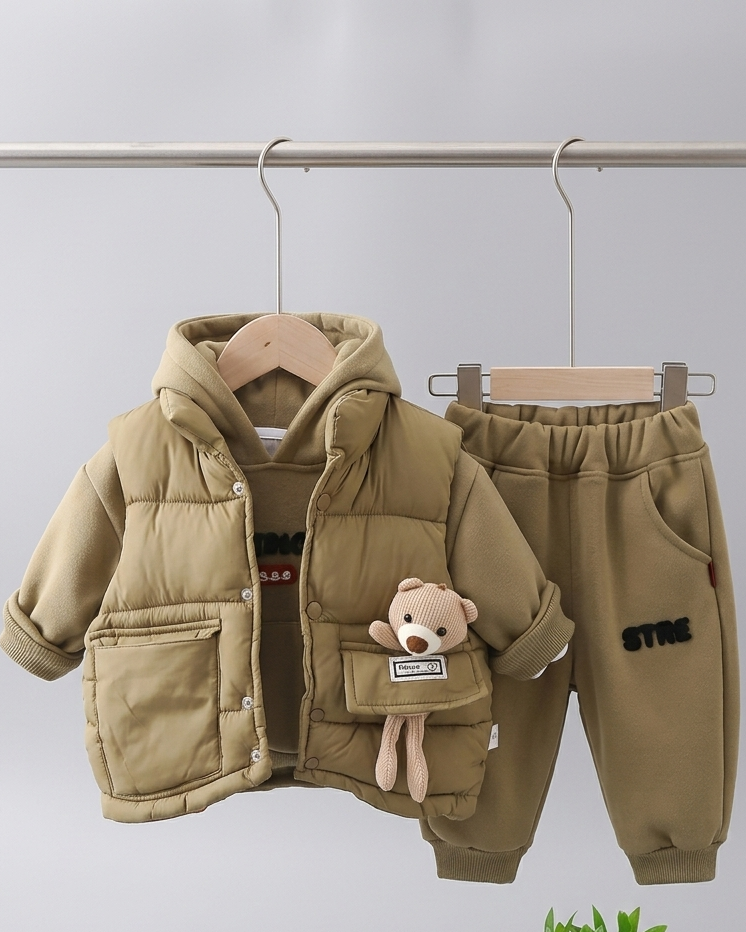 Conjunto de invierno bebé 3 piezas | ropa bebé invierno: sudadera, chaleco acolchado y pantalón con cintura elástica en España