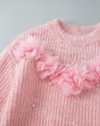 Suéter de Punto para Niña con Flores 3D de tul