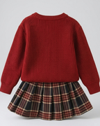 Conjunto niña invierno 2 piezas suéter de lana y falda a cuadros – ropa niña invierno en España