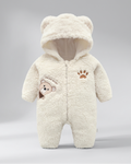 Conjunto de invierno niño sherpa Teddy Bear con capucha de orejitas y forro cálido vista completa