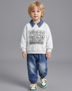 Conjunto niño 2 piezas con sudadera y pantalón denim