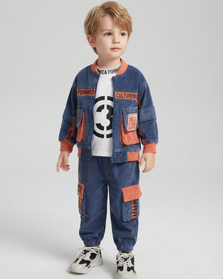 Conjunto Niño Terciopelo 2 Piezas  Chaqueta y Pantalón