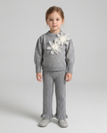 Conjunto niña invierno 2 piezas ropa niña: blusa tejida con flores y pantalón tejido acanalado en España