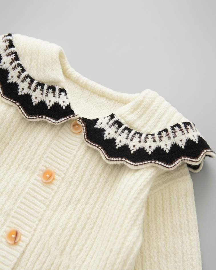 Conjunto niña invierno 2 piezas cárdigan de punto y falda estampada ,destacada para looks elegantes y sencillos en España