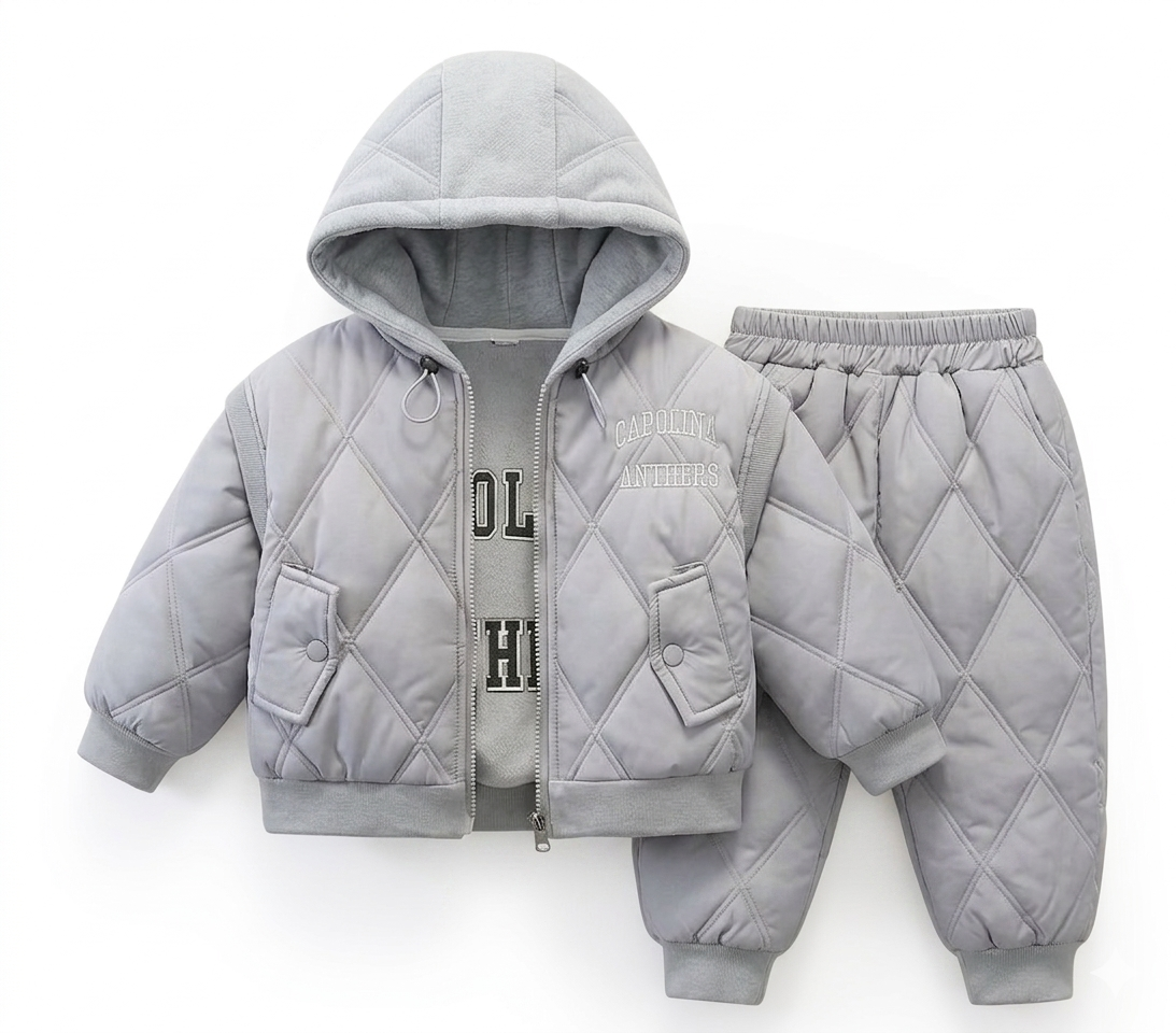 Conjunto de invierno para niño de 3 piezas: sudadera con capucha, chaleco acolchado y pantalón térmico,ropa niño invierno,Ideal para clima otoñal en España