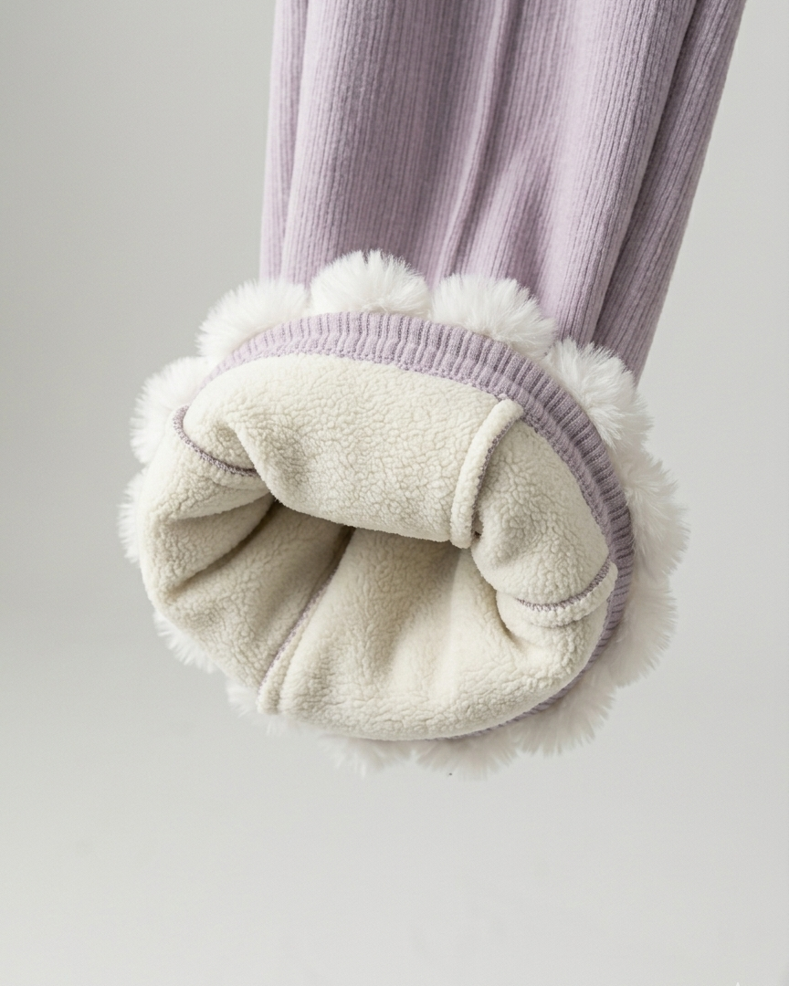 conjunto niña invierno 2 piezas con bordado de corazón y tejido cálido