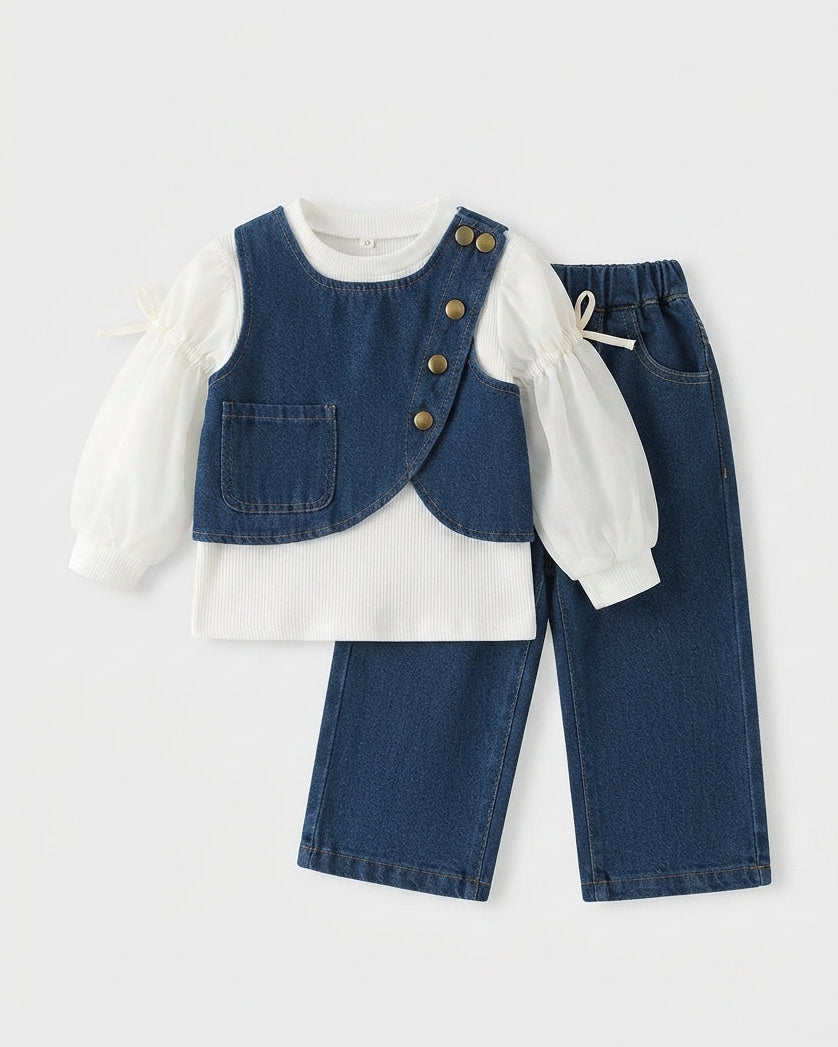 Conjunto Niña Denim Elegante 3 Piezas Infantil