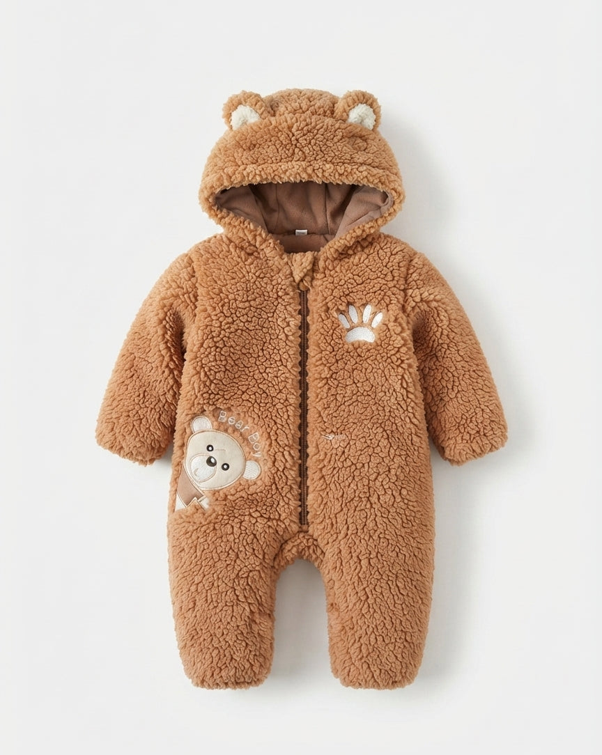 Conjunto niño invierno sherpa Teddy Bear con capucha y orejitas