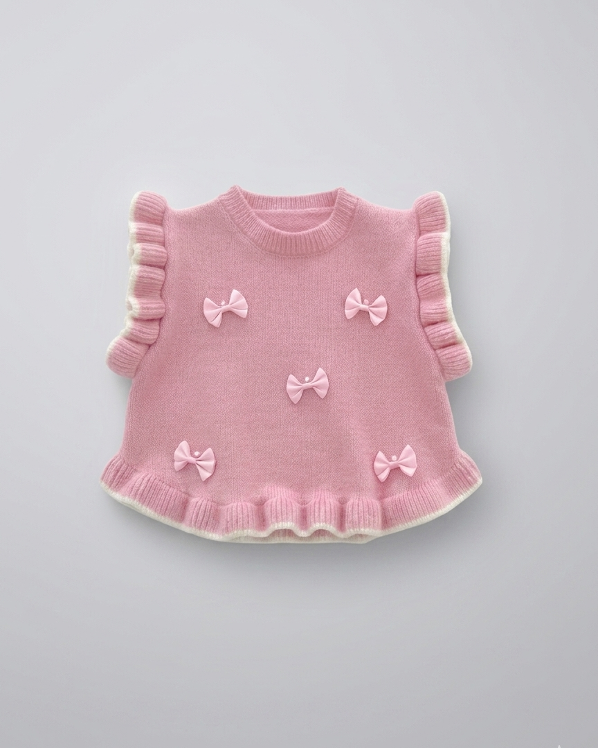 Conjunto niña 2 piezas camisa rosa y pantalón vaquero ancho con lazos y bordados | ropa niña en España
