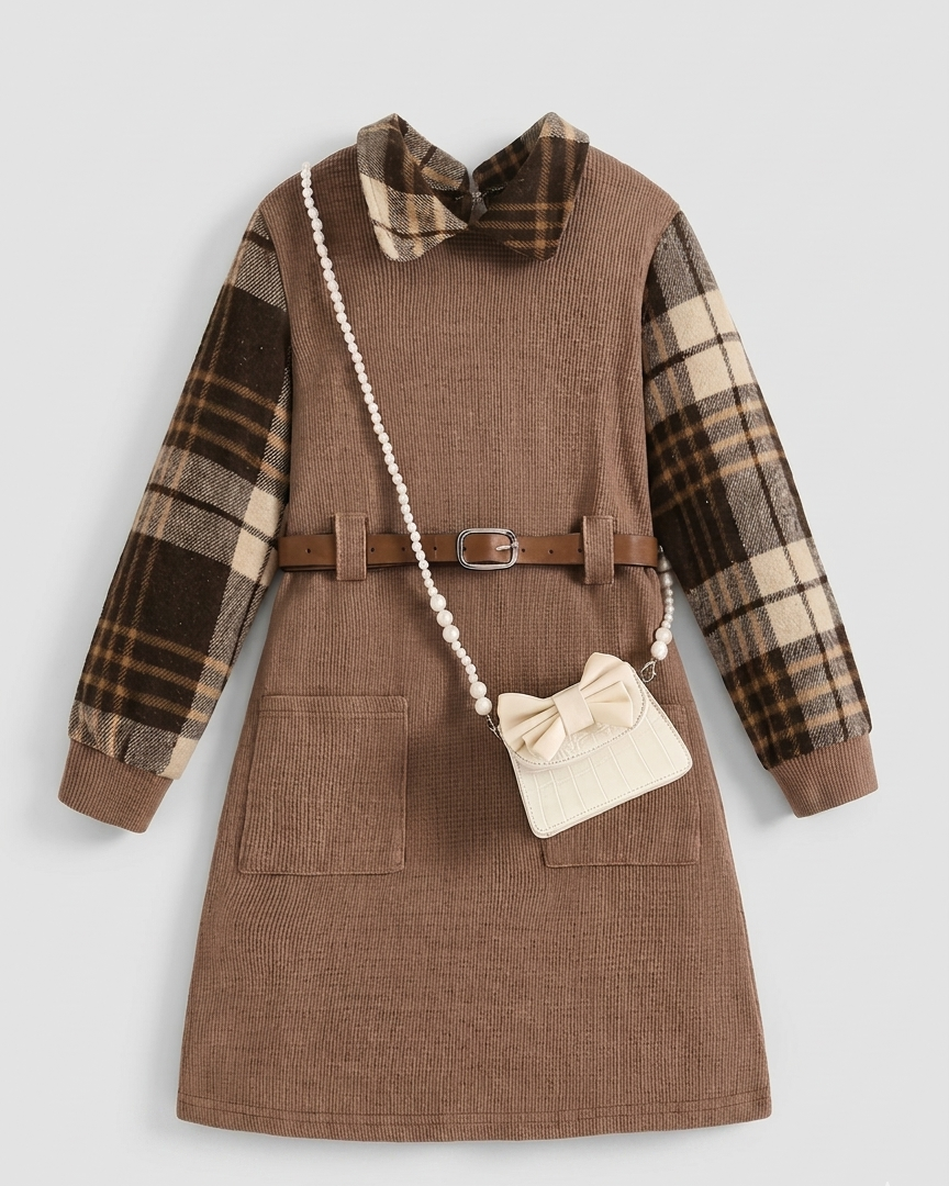 Vestido niña invierno de lana suave con cinturón y estrellas – ropa niña invierno en España