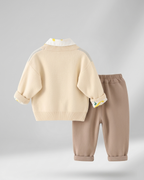 Conjunto Bebé Invierno 3 Piezas Suéter Bordado, Camisa y Pantalón