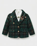 Conjunto Elegante de Tweed Verde para Niñas