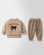 Conjunto bebé niño 3 piezas invierno: chaqueta acolchada con bordado de osito, camiseta interior y pantalón de algodón ropa en España