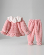 Conjunto niña invierno 2 piezas ropa bebé de terciopelo con estampado de fresas chaqueta y pantalón en España