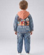 Conjunto vaquero niño 3 piezas ropa bebé niño: chaqueta vaquera, pantalón cargo y camiseta interior Ideal para clima otoñal en España