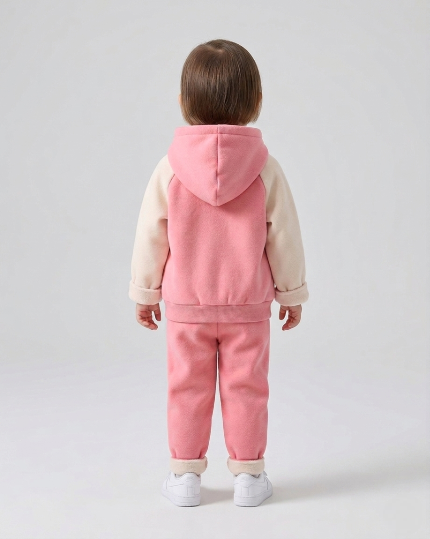 Conjunto niña invierno 2 piezas con sudadera con capucha y pantalón con forro de peluche | ropa bebé niña en España
