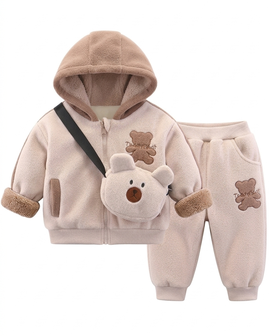 Conjunto bebé niño invierno 3 piezas: chaqueta, pantalón y bolso de oso , perfecto para los niños en España