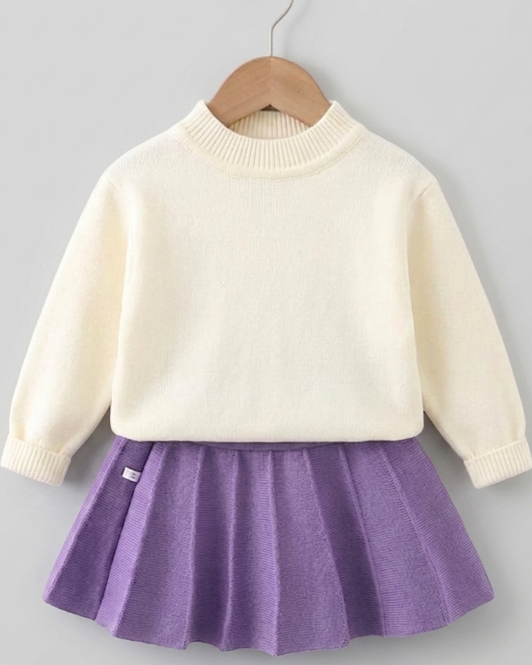 Conjunto niña invierno felpa con bordado de frutas 3D chaqueta y falda en España