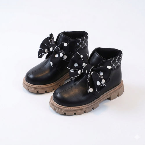 Botas de invierno elegantes con diseño de lazo de tela con lunares en España