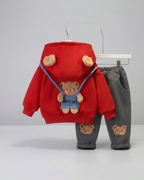 Conjunto niño 2 piezas ropa infantil: sudadera con capucha con diseño de oso 3D y pantalón vaquero elástico,Ideal para primavera y verano en España